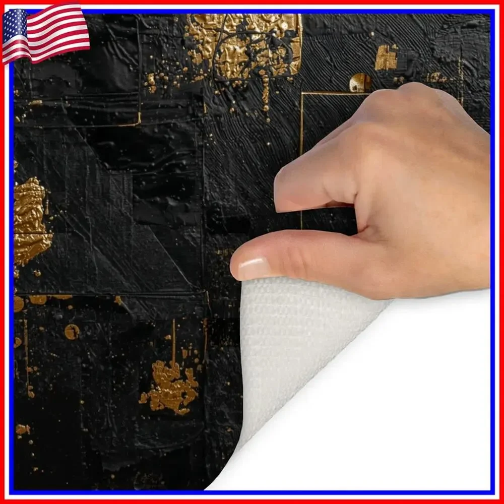 Black Gold Abstract Bath Mat